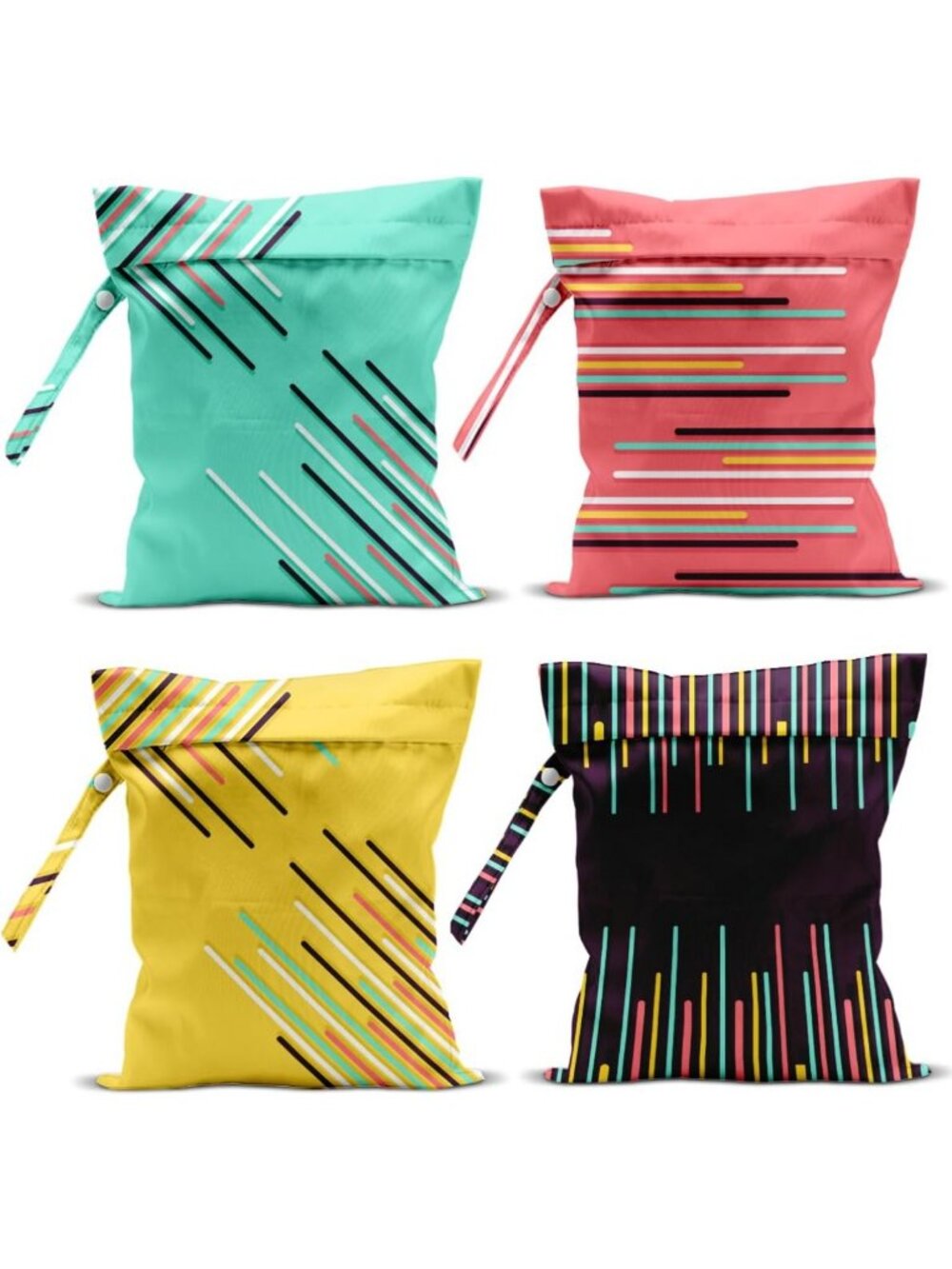 Reusable Waterproof Wet Dry Bag Set - 4 Multi-Color Bags for Beach, Pool